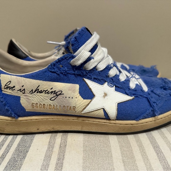 Golden Goose Distressed Blue and White Sneakers - Picture 4 of 9